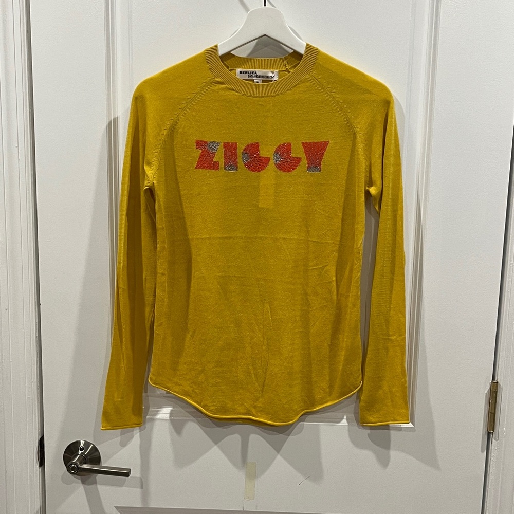 Mustard Long Sleeve “Ziggy” Lightweight Knit Tee
